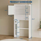 Meuble de Rangement Gain de Place pour WC, avec Double Porte, Étagères Réglables, Organisateur de Salle de Bain Autonome, Style Ferme, Porte-Papier Toilette