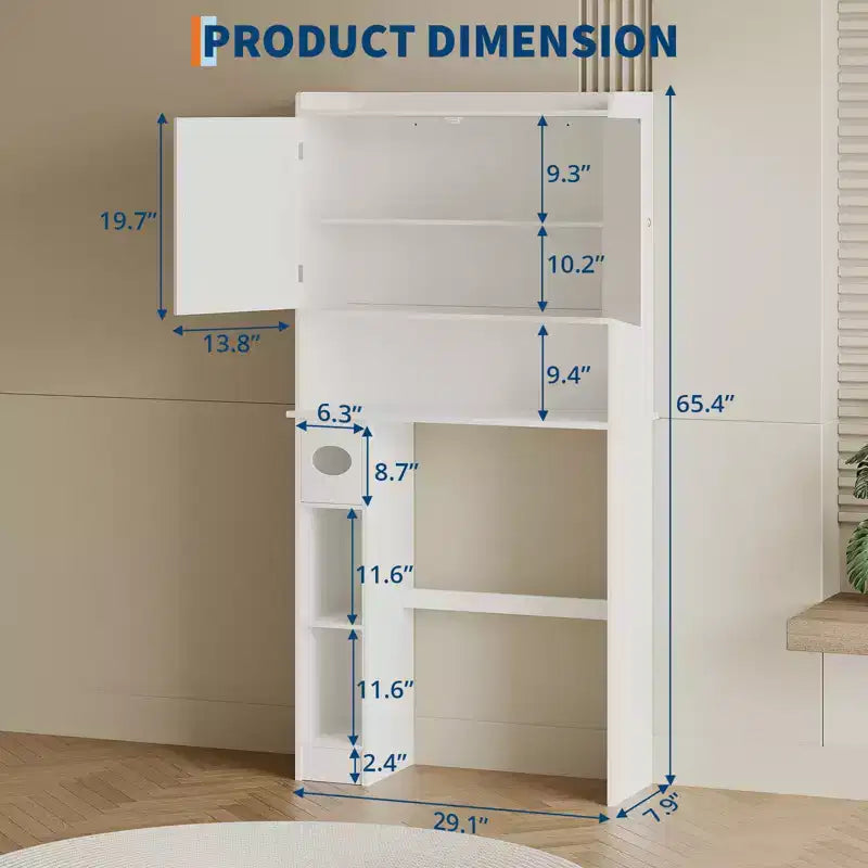 Meuble de Rangement Gain de Place pour WC, avec Double Porte, Étagères Réglables, Organisateur de Salle de Bain Autonome, Style Ferme, Porte-Papier Toilette