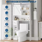 Meuble de Rangement Gain de Place pour WC, avec Double Porte, Étagères Réglables, Organisateur de Salle de Bain Autonome, Style Ferme, Porte-Papier Toilette