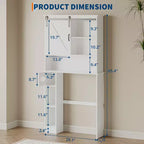 Meuble de Rangement Gain de Place pour WC, avec Double Porte, Étagères Réglables, Organisateur de Salle de Bain Autonome, Style Ferme, Porte-Papier Toilette