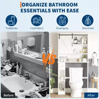 Meuble de Rangement Gain de Place pour WC, avec Double Porte, Étagères Réglables, Organisateur de Salle de Bain Autonome, Style Ferme, Porte-Papier Toilette