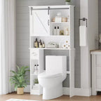 Meuble de Rangement Gain de Place pour WC, avec Double Porte, Étagères Réglables, Organisateur de Salle de Bain Autonome, Style Ferme, Porte-Papier Toilette
