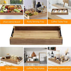 Plateau de service en bois avec poignées métalliques, plateau décoratif ottoman de 43x30 cm, polyvalent pour table basse/petit-déjeuner/lit/salon/cuisine/bar