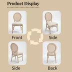 Chaises de salle à manger en rotin style campagne française Ora Maison, lot de 2, chaises rembourrées à dossier rond sculpté, beiges