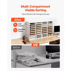 Organisateur de documents VEVOR, casier de bureau à 36 compartiments avec étagères amovibles, trieur de courrier en bois avec panneaux de particules, blanc