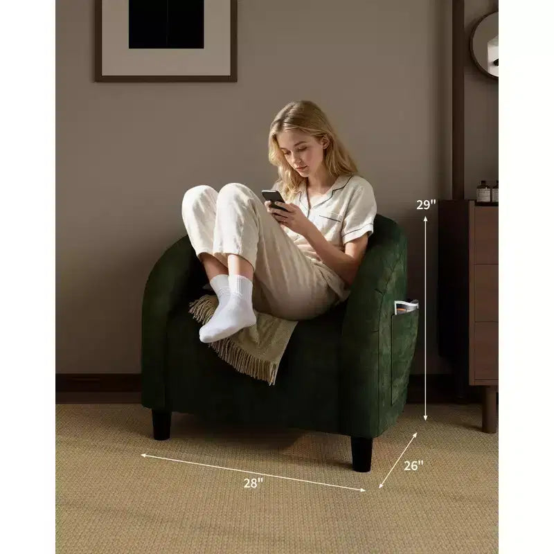 Fauteuil d'appoint moderne confortable, fauteuil simple rembourré doux avec dossier arrondi et pieds robustes, fauteuil de salon pour le salon et la chambre à coucher