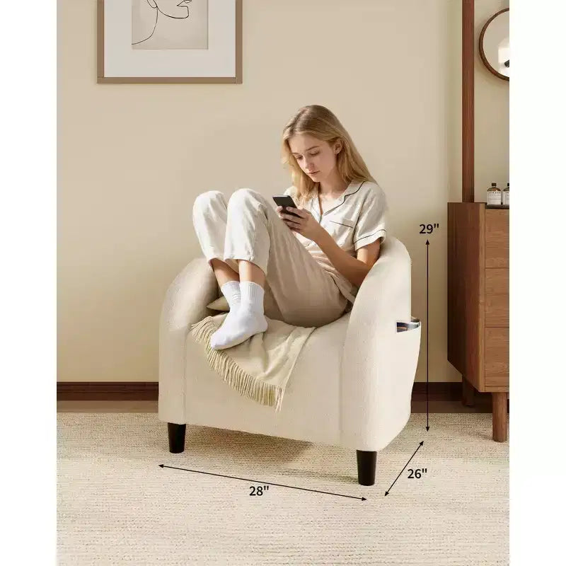 Fauteuil d'appoint moderne confortable, fauteuil simple rembourré doux avec dossier arrondi et pieds robustes, fauteuil de salon pour le salon et la chambre à coucher