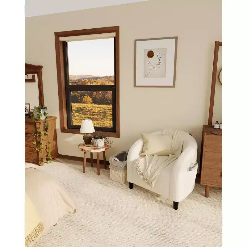 Fauteuil d'appoint moderne confortable, fauteuil simple rembourré doux avec dossier arrondi et pieds robustes, fauteuil de salon pour le salon et la chambre à coucher