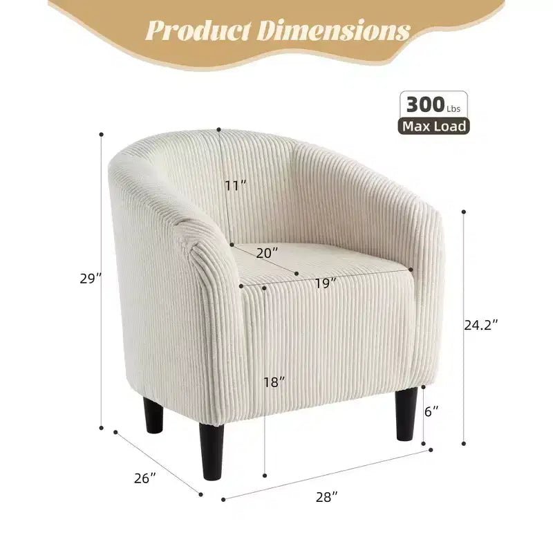 Fauteuil d'appoint moderne confortable, fauteuil simple rembourré doux avec dossier arrondi et pieds robustes, fauteuil de salon pour le salon et la chambre à coucher