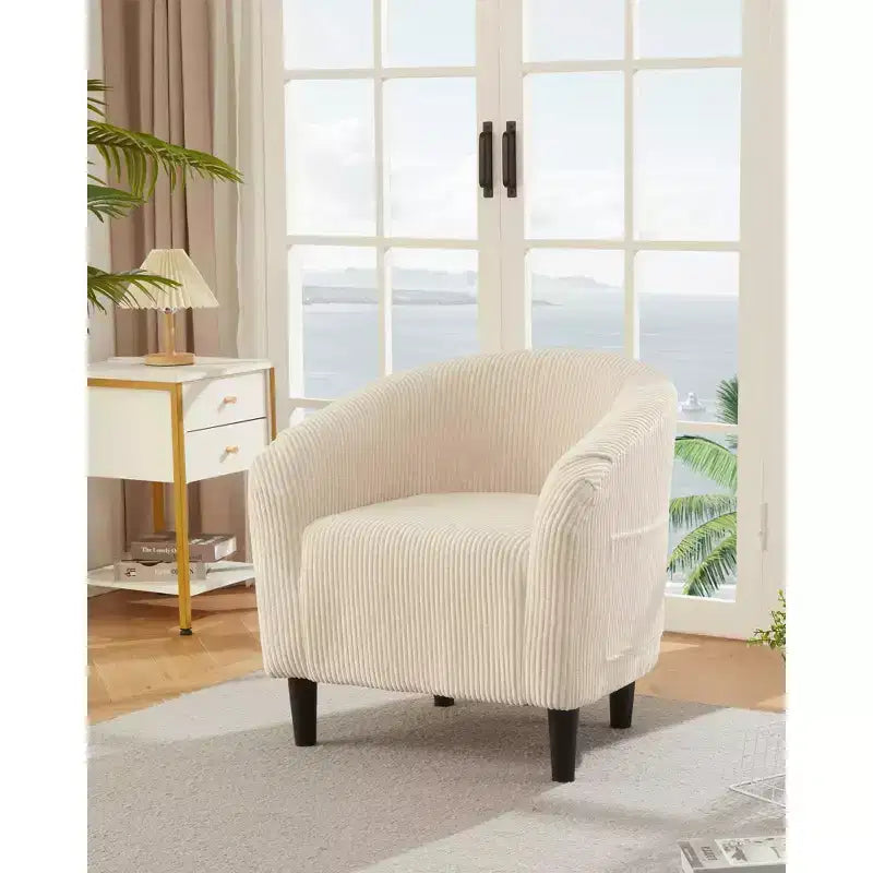Fauteuil d'appoint moderne confortable, fauteuil simple rembourré doux avec dossier arrondi et pieds robustes, fauteuil de salon pour le salon et la chambre à coucher