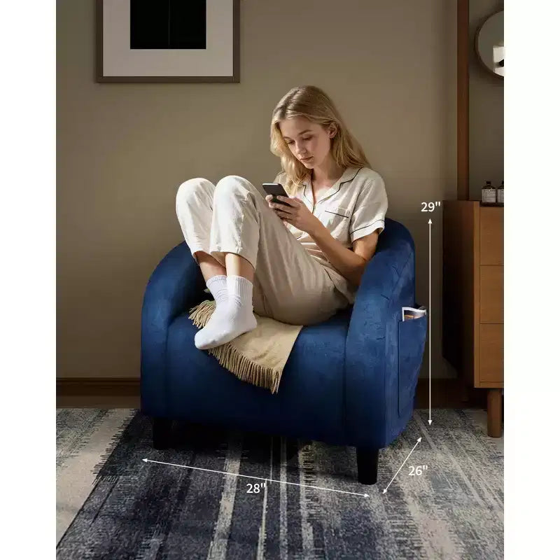 Fauteuil d'appoint moderne confortable, fauteuil simple rembourré doux avec dossier arrondi et pieds robustes, fauteuil de salon pour le salon et la chambre à coucher