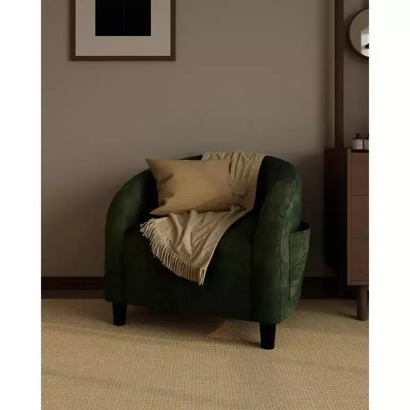 Fauteuil d'appoint moderne confortable, fauteuil simple rembourré doux avec dossier arrondi et pieds robustes, fauteuil de salon pour le salon et la chambre à coucher