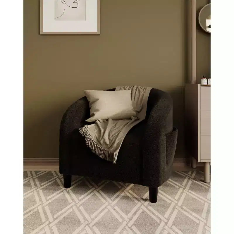 Fauteuil d'appoint moderne confortable, fauteuil simple rembourré doux avec dossier arrondi et pieds robustes, fauteuil de salon pour le salon et la chambre à coucher