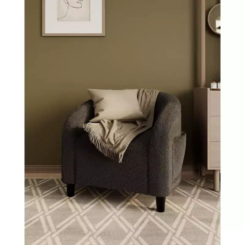 Fauteuil d'appoint moderne confortable, fauteuil simple rembourré doux avec dossier arrondi et pieds robustes, fauteuil de salon pour le salon et la chambre à coucher