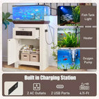 Meuble d'aquarium en bois GDFStudio Dalton Farmhouse avec prises électriques, meuble de rangement et tiroir