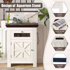 Meuble d'aquarium en bois GDFStudio Dalton Farmhouse avec prises électriques, meuble de rangement et tiroir