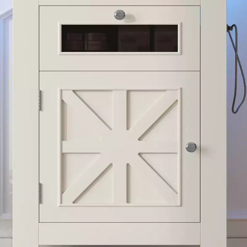 Meuble d'aquarium en bois GDFStudio Dalton Farmhouse avec prises électriques, meuble de rangement et tiroir