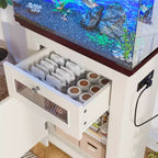 Meuble d'aquarium en bois GDFStudio Dalton Farmhouse avec prises électriques, meuble de rangement et tiroir