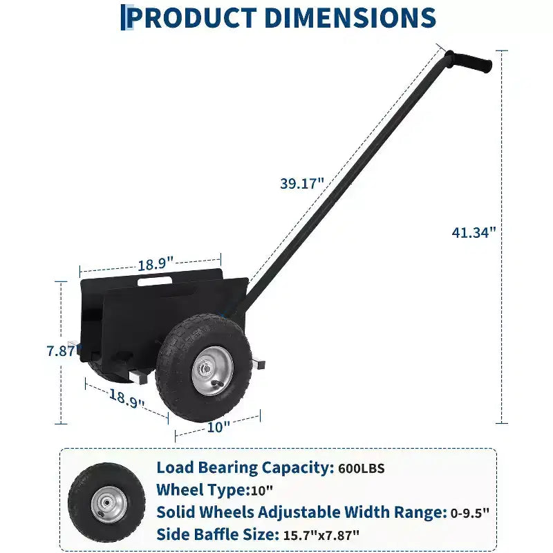 Diable à panneau robuste avec poignée étendue Charge de 300 kg 10 roues en caoutchouc durables Transport efficace de plaques Chariot de déplacement pour plaques de plâtre et dalles