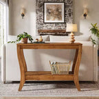 Table console en bois massif Lantine, table d'entrée de style ferme de 41,3 pouces avec étagère de rangement, table d'appoint à 2 niveaux pour salon, couloir, entrée