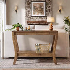 Table console en bois massif Lantine, table d'entrée de style ferme de 41,3 pouces avec étagère de rangement, table d'appoint à 2 niveaux pour salon, couloir, entrée
