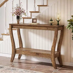 Table console en bois massif Lantine, table d'entrée de style ferme de 41,3 pouces avec étagère de rangement, table d'appoint à 2 niveaux pour salon, couloir, entrée