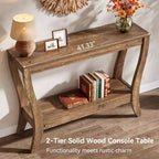 Table console en bois massif Lantine, table d'entrée de style ferme de 41,3 pouces avec étagère de rangement, table d'appoint à 2 niveaux pour salon, couloir, entrée