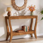 Table console en bois massif Lantine, table d'entrée de style ferme de 41,3 pouces avec étagère de rangement, table d'appoint à 2 niveaux pour salon, couloir, entrée