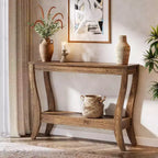 Lantine Solid Wood Console Table, 41.3-Inch Farmhouse Entryway Table with Storage Shelf, 2-Tier Sofa Table for Living Room, Hallway, Foyer