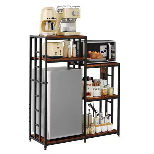 48.8in Adjustable Mini Fridge Shelf with Power Outlet, 360LBS Sturdy Stand, 6-Tier Storage for Kitchen/Living Room/Office/Dorm