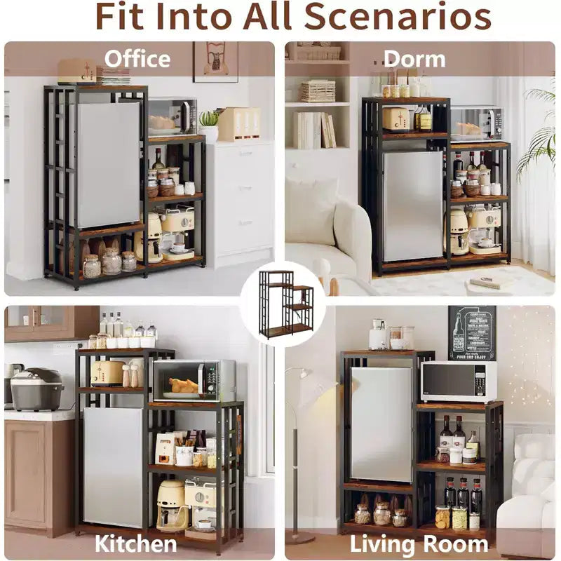Étagère réglable de 123,9 cm pour mini-réfrigérateur avec prise de courant, support robuste de 163 kg, 6 niveaux de rangement pour cuisine/salon/bureau/chambre d'étudiant