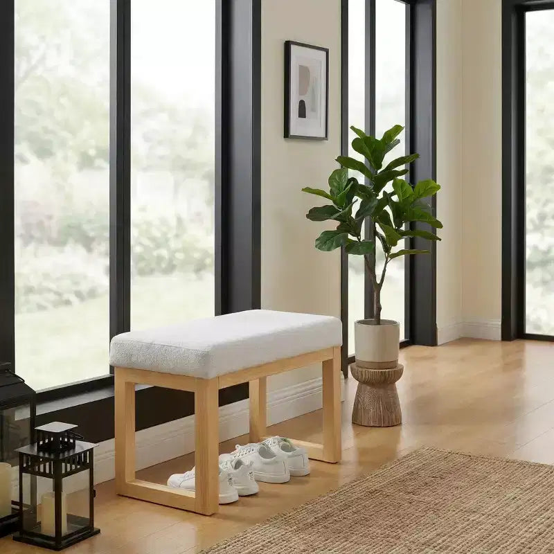 Banc à chaussures capitonné FurnitureR avec cadre en bois, banc d'entrée moderne avec coussin d'assise, petit banc d'appoint pour chambre à coucher, couloir, salon