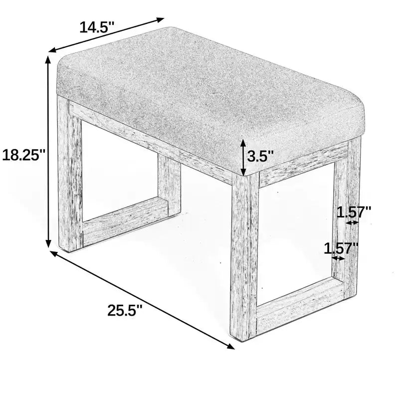 Banc à chaussures capitonné FurnitureR avec cadre en bois, banc d'entrée moderne avec coussin d'assise, petit banc d'appoint pour chambre à coucher, couloir, salon