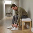 Banc à chaussures capitonné FurnitureR avec cadre en bois, banc d'entrée moderne avec coussin d'assise, petit banc d'appoint pour chambre à coucher, couloir, salon