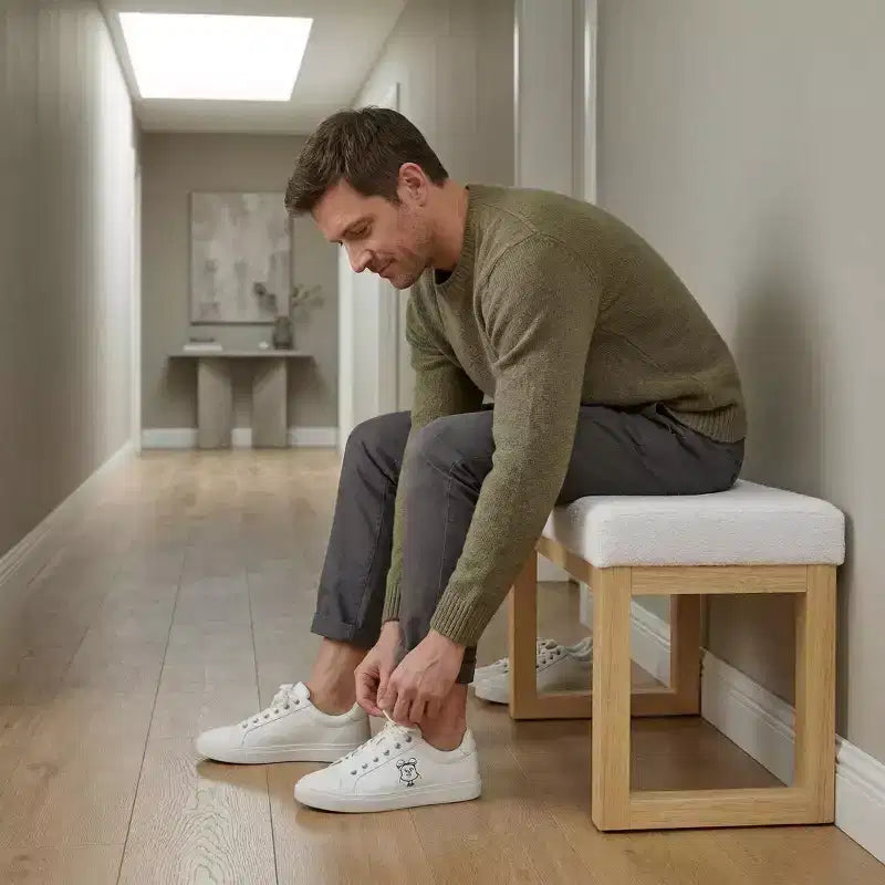 Banc à chaussures capitonné FurnitureR avec cadre en bois, banc d'entrée moderne avec coussin d'assise, petit banc d'appoint pour chambre à coucher, couloir, salon