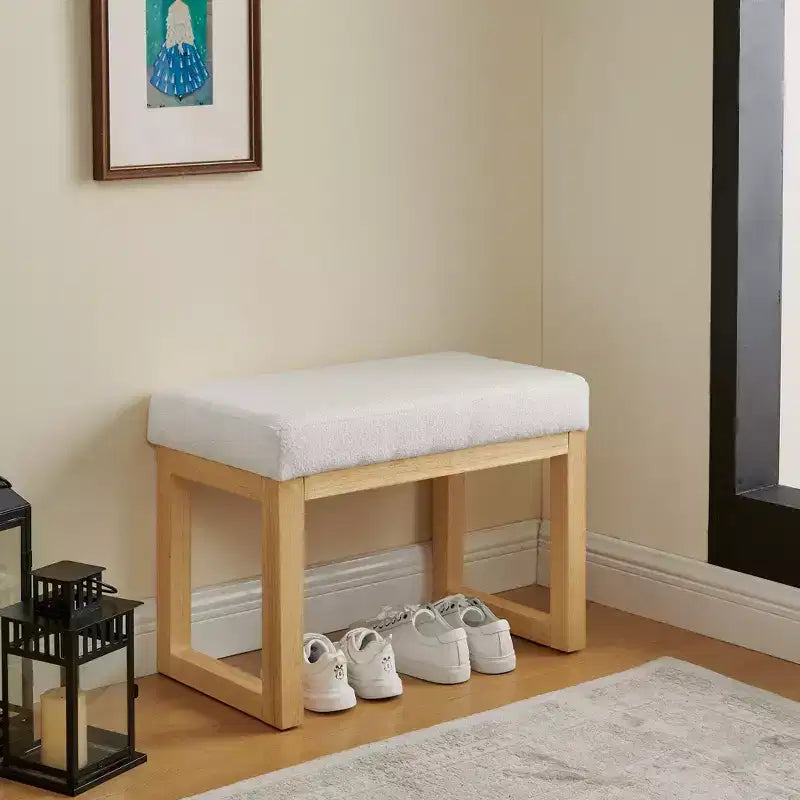 Banc à chaussures capitonné FurnitureR avec cadre en bois, banc d'entrée moderne avec coussin d'assise, petit banc d'appoint pour chambre à coucher, couloir, salon