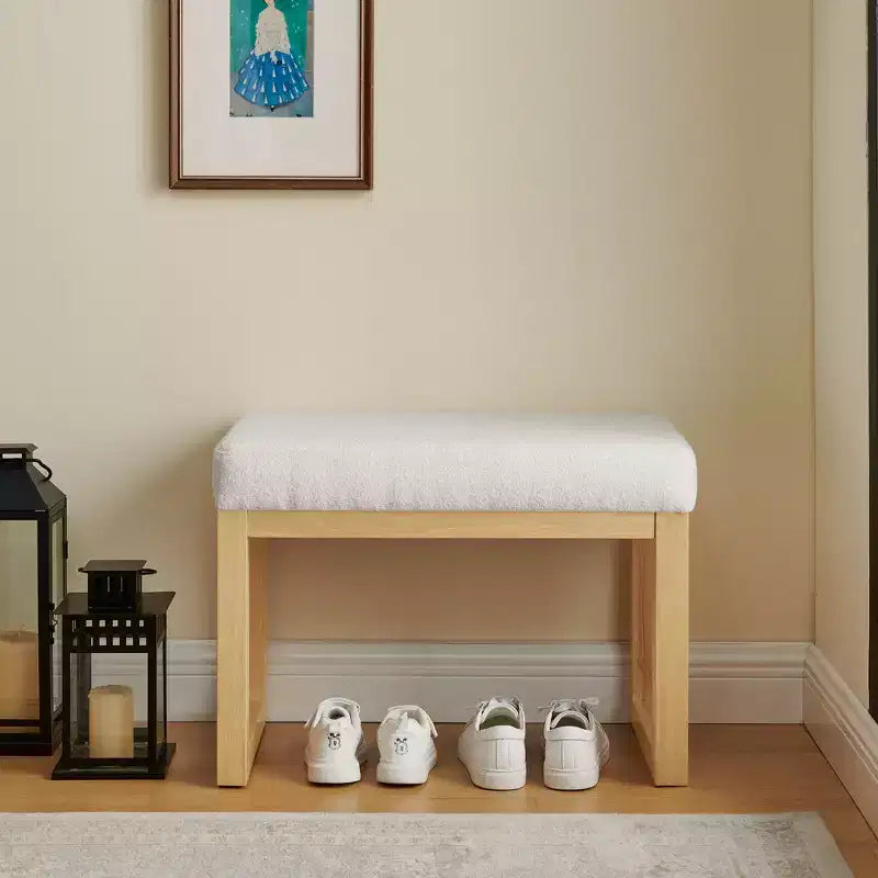 Banc à chaussures capitonné FurnitureR avec cadre en bois, banc d'entrée moderne avec coussin d'assise, petit banc d'appoint pour chambre à coucher, couloir, salon