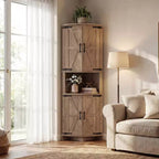 COZONY Meuble d'angle de ferme 65" avec portes et étagères réglables, Armoire de rangement d'angle haute pour cuisine et salon