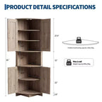 COZONY Meuble d'angle de ferme 65" avec portes et étagères réglables, Armoire de rangement d'angle haute pour cuisine et salon
