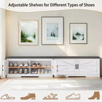 Banc de rangement pour chaussures FurnitureR avec coussin, banc d'entrée de style ferme avec portes de placard, banc à chaussures rembourré pour entrée, vestiaire ou couloir