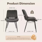 Lot de 2 chaises de salle à manger modernes, chaises en cuir PU rembourrées avec coussin épais et pieds en métal robustes, chaises d'appoint sans accoudoirs pour la cuisine et la salle à manger
