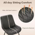Lot de 2 chaises de salle à manger modernes, chaises en cuir PU rembourrées avec coussin épais et pieds en métal robustes, chaises d'appoint sans accoudoirs pour la cuisine et la salle à manger