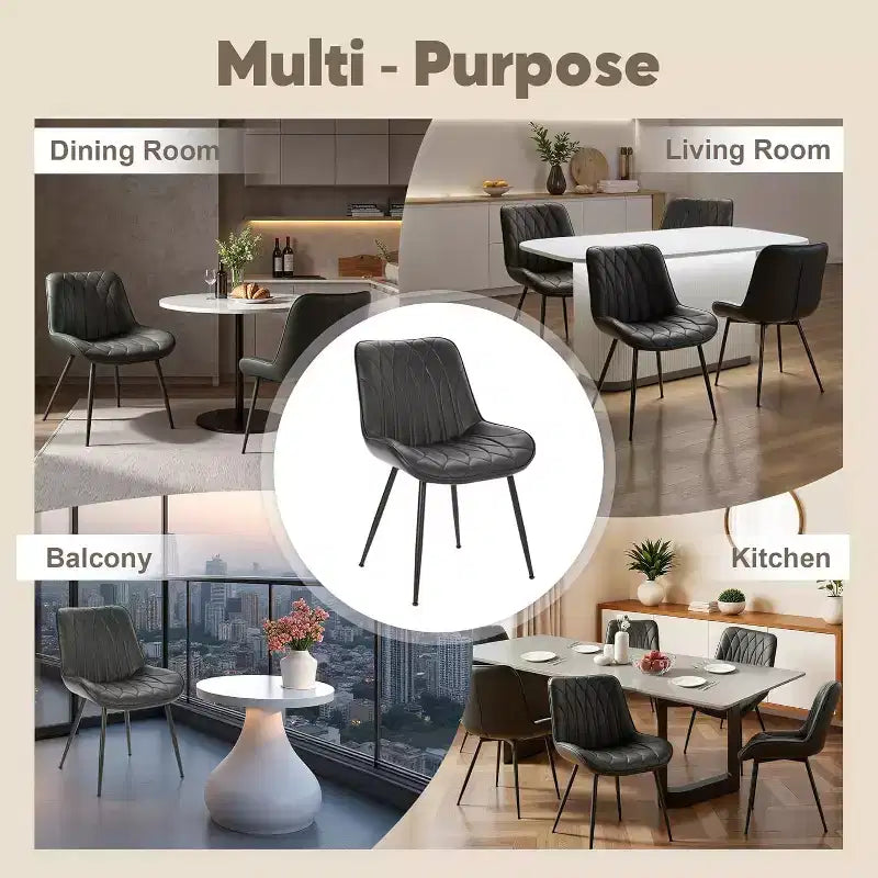 Lot de 2 chaises de salle à manger modernes, chaises en cuir PU rembourrées avec coussin épais et pieds en métal robustes, chaises d'appoint sans accoudoirs pour la cuisine et la salle à manger
