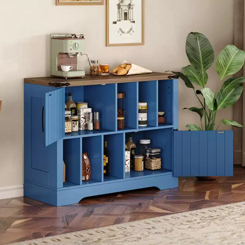 Meuble de rangement pour disques vinyles 39" de style ferme avec portes de grange - Peut contenir 450 albums - Meuble support de platine vinyle et console multimédia en bois avec 6 casiers de rangement