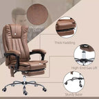 Fauteuil de bureau massant 6 points et chauffant, fauteuil d'ordinateur inclinable avec hauteur réglable et repose-pieds
