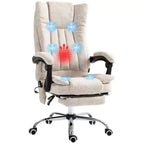Fauteuil de bureau massant 6 points et chauffant, fauteuil d'ordinateur inclinable avec hauteur réglable et repose-pieds