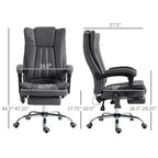 Fauteuil de bureau massant 6 points et chauffant, fauteuil d'ordinateur inclinable avec hauteur réglable et repose-pieds