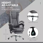Fauteuil de bureau massant 6 points et chauffant, fauteuil d'ordinateur inclinable avec hauteur réglable et repose-pieds