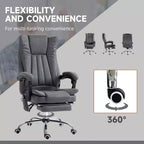 Fauteuil de bureau massant 6 points et chauffant, fauteuil d'ordinateur inclinable avec hauteur réglable et repose-pieds