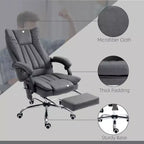 Fauteuil de bureau massant 6 points et chauffant, fauteuil d'ordinateur inclinable avec hauteur réglable et repose-pieds